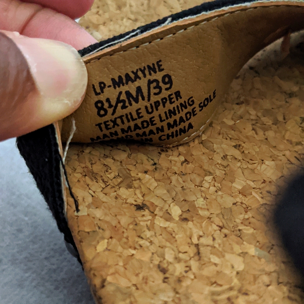 Lucky Brand LP-Maxyne Women's Black Textile Upper Cork Wedge Sandals - Picture 9 of 11